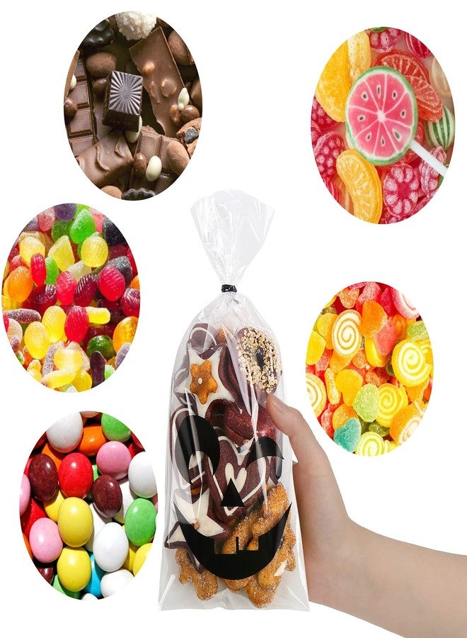STEFORD Halloween Cellophane Bags,120PCS Halloween Clear Cellophane Candy Gift Treat Bags with 150PCS Twist Ties for Party Favors Supplies(4 Styles) - Image 4